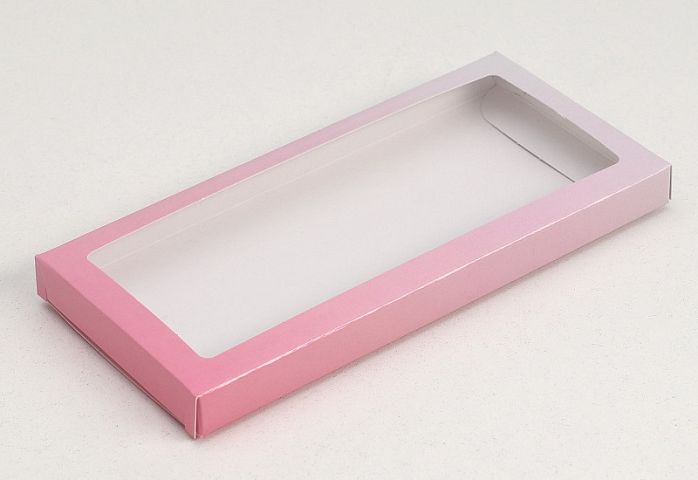 Упаковка  для шоколада 17,1х8х1,4см с окном розово-серая.4781245. 5490728