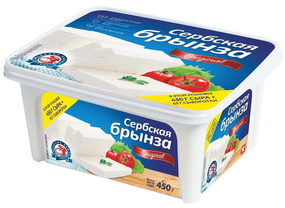Сыр "Сербская брынза" 40% (450гр*6 шт) Mlekara Sabac М