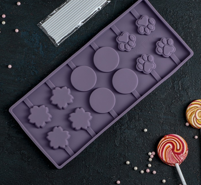 Форма для леденцов и мороженого "Вкусная сладость" (12яч.) 26,5х11,5х1,2см,4324215