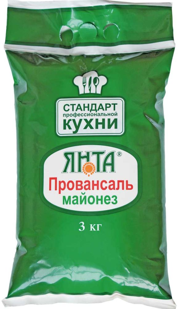 Майонез "Провансаль" С.П.К. ж.50%, ЯНТА,  ПАКЕТ (3 кг* 3 шт)