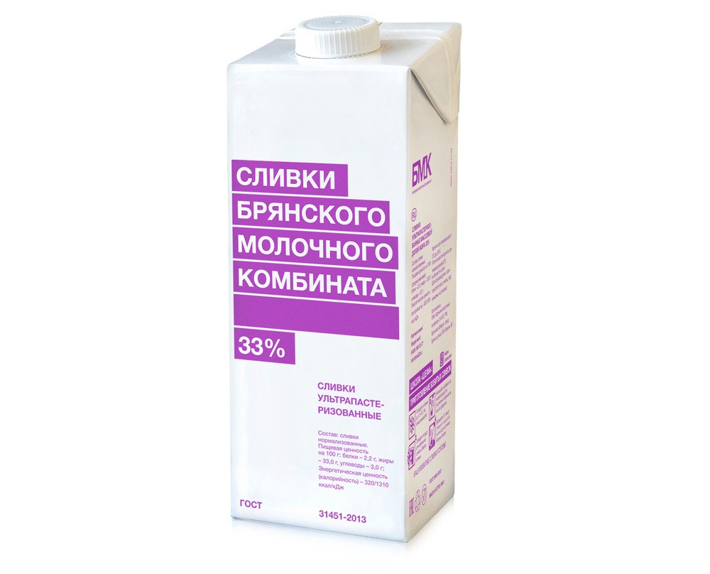 Сливки "Брянский МК" жирн.33% 1л (12шт)  М