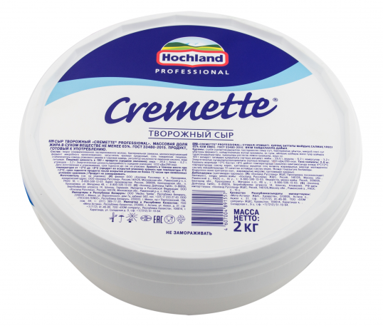 Сыр творожный  CREMETTE PROFESSIONAL 65% (ведро 10кг), Россия