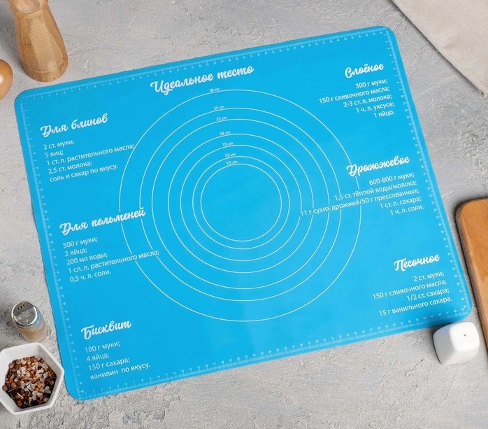 Коврик силиконовый  "Идеальное тесто" 50х40см,4679580
