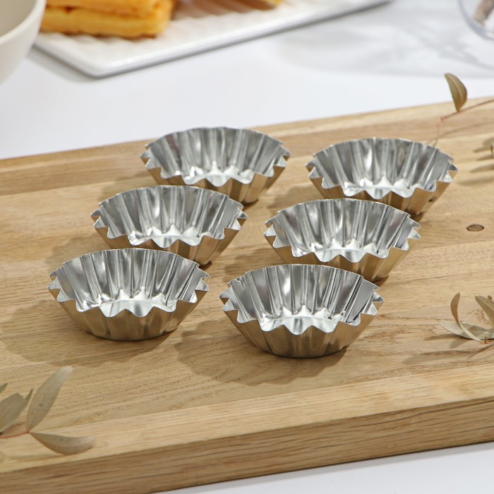 Набор форм для выпечки  кексов "Круг. Бутон" 6,5х1,8см (уп.6шт), 1018079