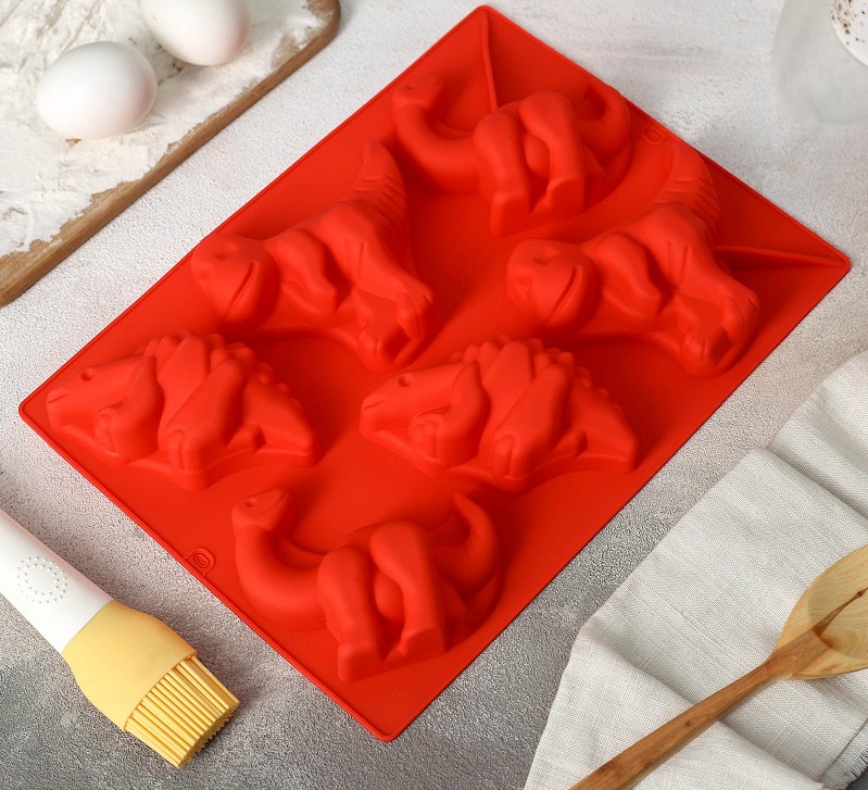 Форма силиконовая д/выпечки "Динозавр". 6 ячеек. 651956 