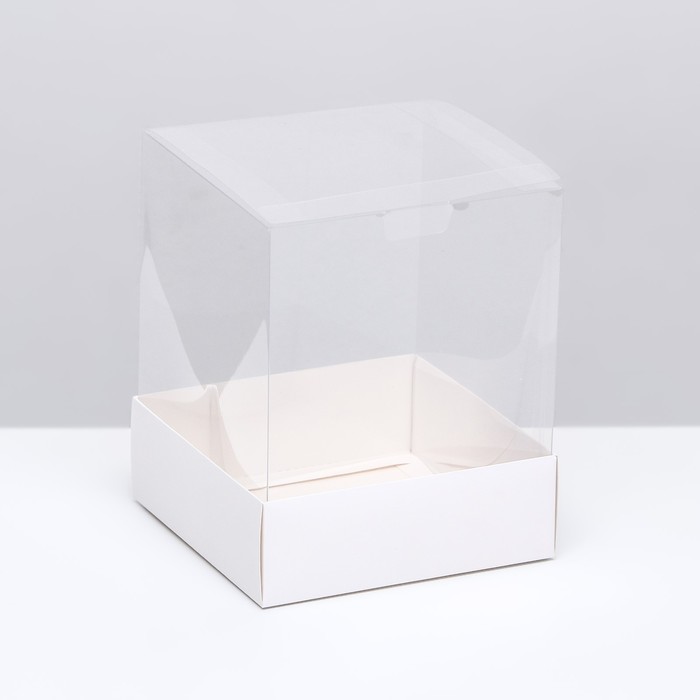 Упаковка подарочная 14,5х14,5х17,5 см с прозрачной крышкой Белая , 9847830