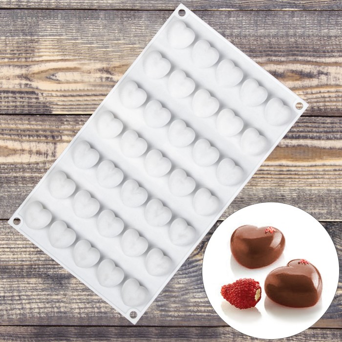 Форма силиконовая "Сердца ",  35 ячеек, 2582021