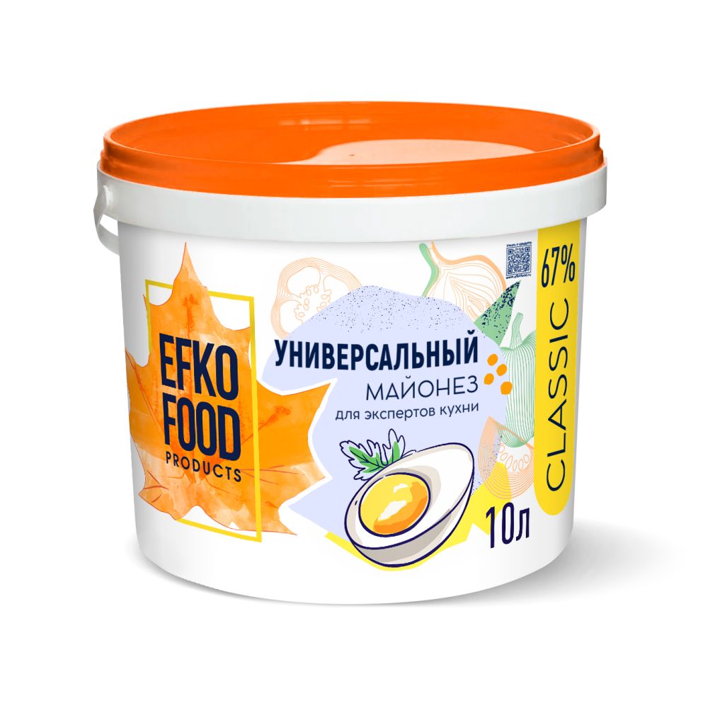Майонез EFKO FOOD Classic универсальный жирн.67%, ведро 10л (9,4 кг)