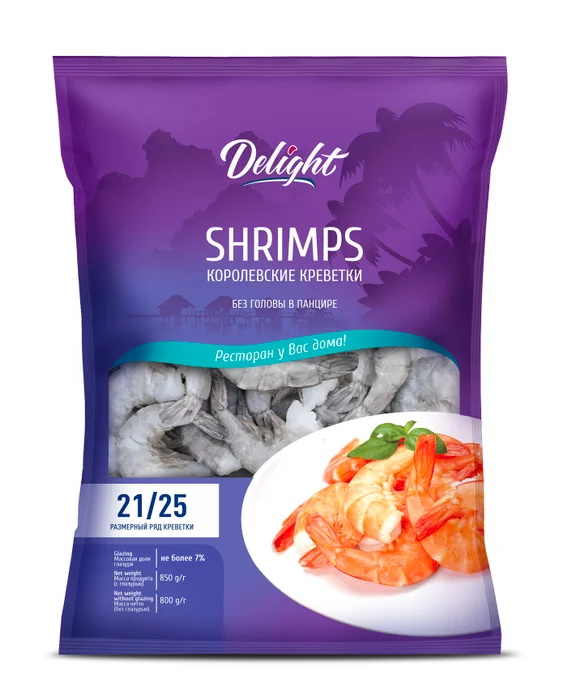 Креветки с/м б/г 21/25 (0,85кг*10шт) DELIGHT