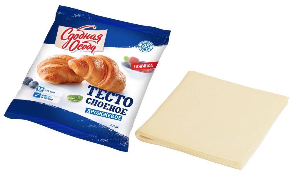 Тесто слоеное ДРОЖЖЕВОЕ замороженое (500г*16шт) [5003]