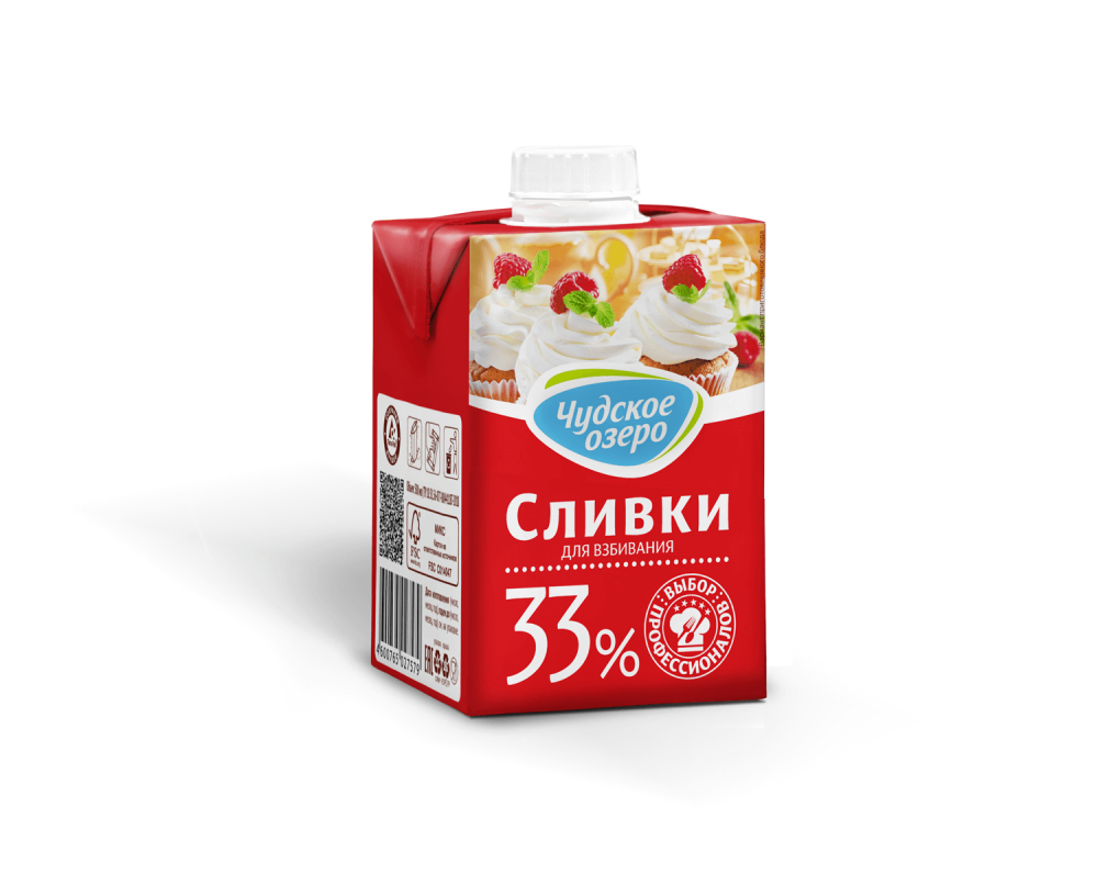 Сливки "ЧУДСКОЕ ОЗЕРО" жирн. 33% 0,5л (12шт) М
