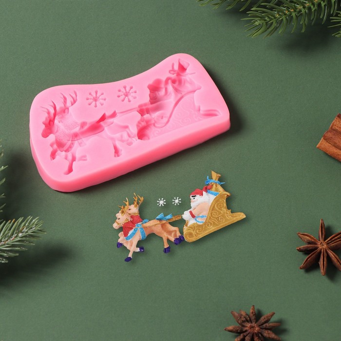 Молд силиконовый"Упряжка" 13х7,5х1,2см, 2389073  