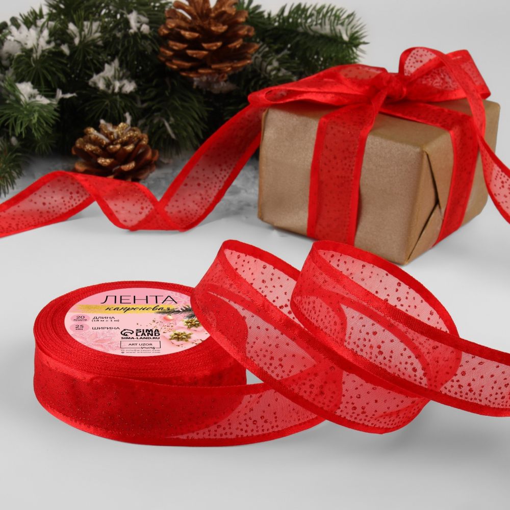 Лента перевязочная КАПРОНОВАЯ Красная Блестки (25мм*~18м), 4937925