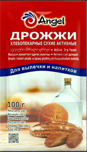 Дрожжи "Angel" хлебопекарные сухие активные (уп.100г) кор.60шт