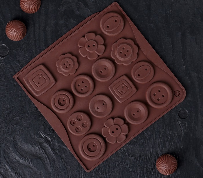 Форма для льда и шоколада "Пуговки" (16яч.) 17,4х16.5см, 2854853