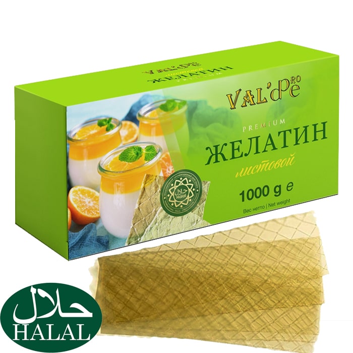 Желатин листовой говяжий,  Халяль (уп.1кг*25 шт). VAL'DEPRO 