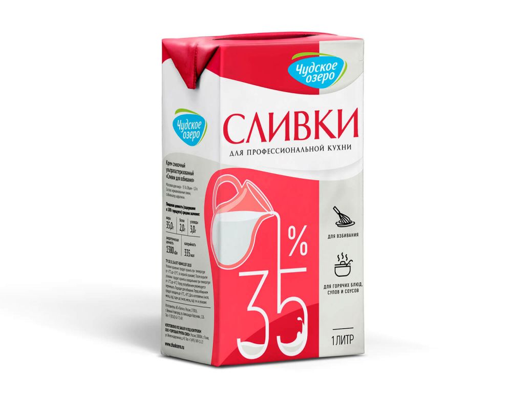 Сливки "ЧУДСКОЕ ОЗЕРО" жирн. 35% 1л (12шт) *Акция* 