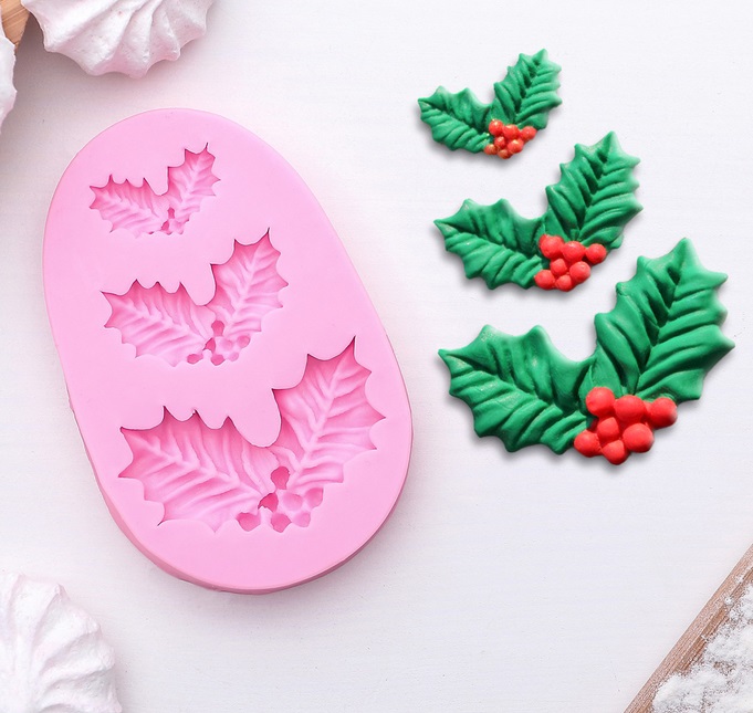 Молд силиконовый "Ягодки и листочки" (8,5х5,5х1см) , 2581422