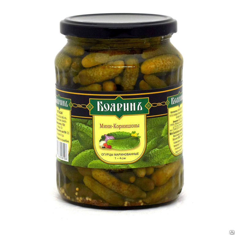 Огурцы маринов. 720мл ст/бан. корнишоны ПИКУЛИ "Бояринъ" (12)