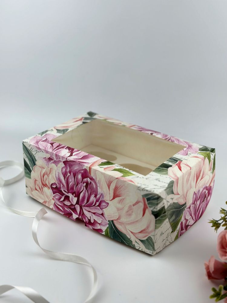 Упаковка на 6 капкейков с окном "Букет", КУ-213 (22033)