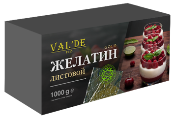 Желатин листовой говяжий,  Халяль (уп.1кг*25 шт). VAL'DEPRO 
