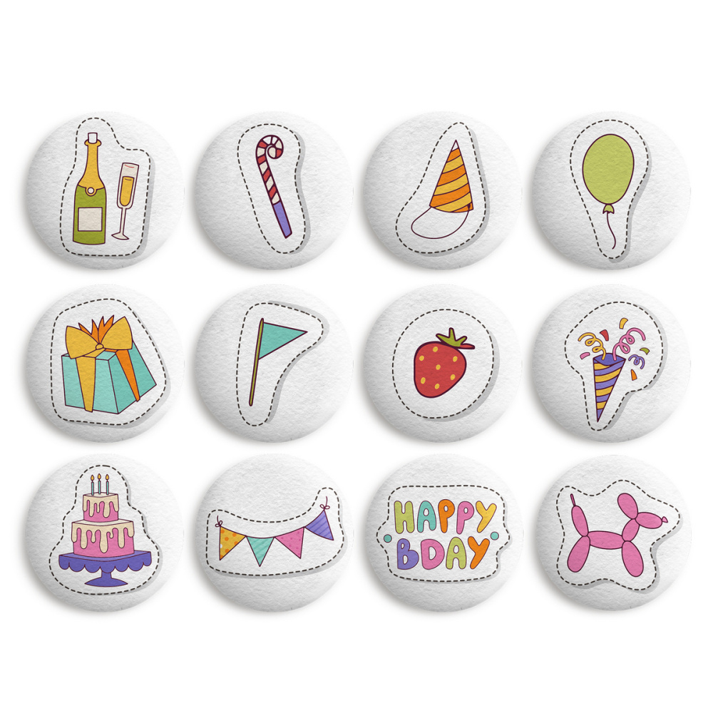 Сахарные фигурки "Медальоны С днем рождения" 27мм (63шт), 87717