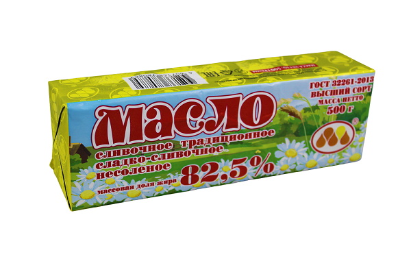 Масло сливочное 82,5% "Традиционное" (уп.500г*10шт) Юговской КМП,  М