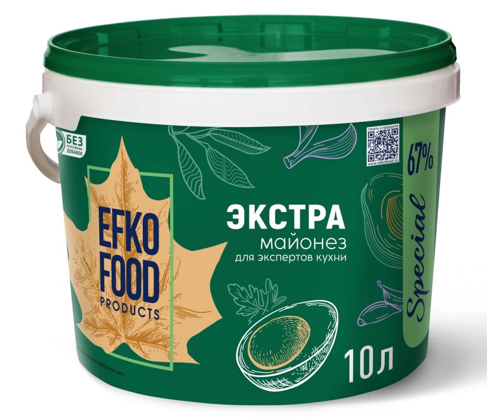 Майонез EFKO FOOD Special жирн.67%, ЭКСТРА , ведро 10л (9,4кг)