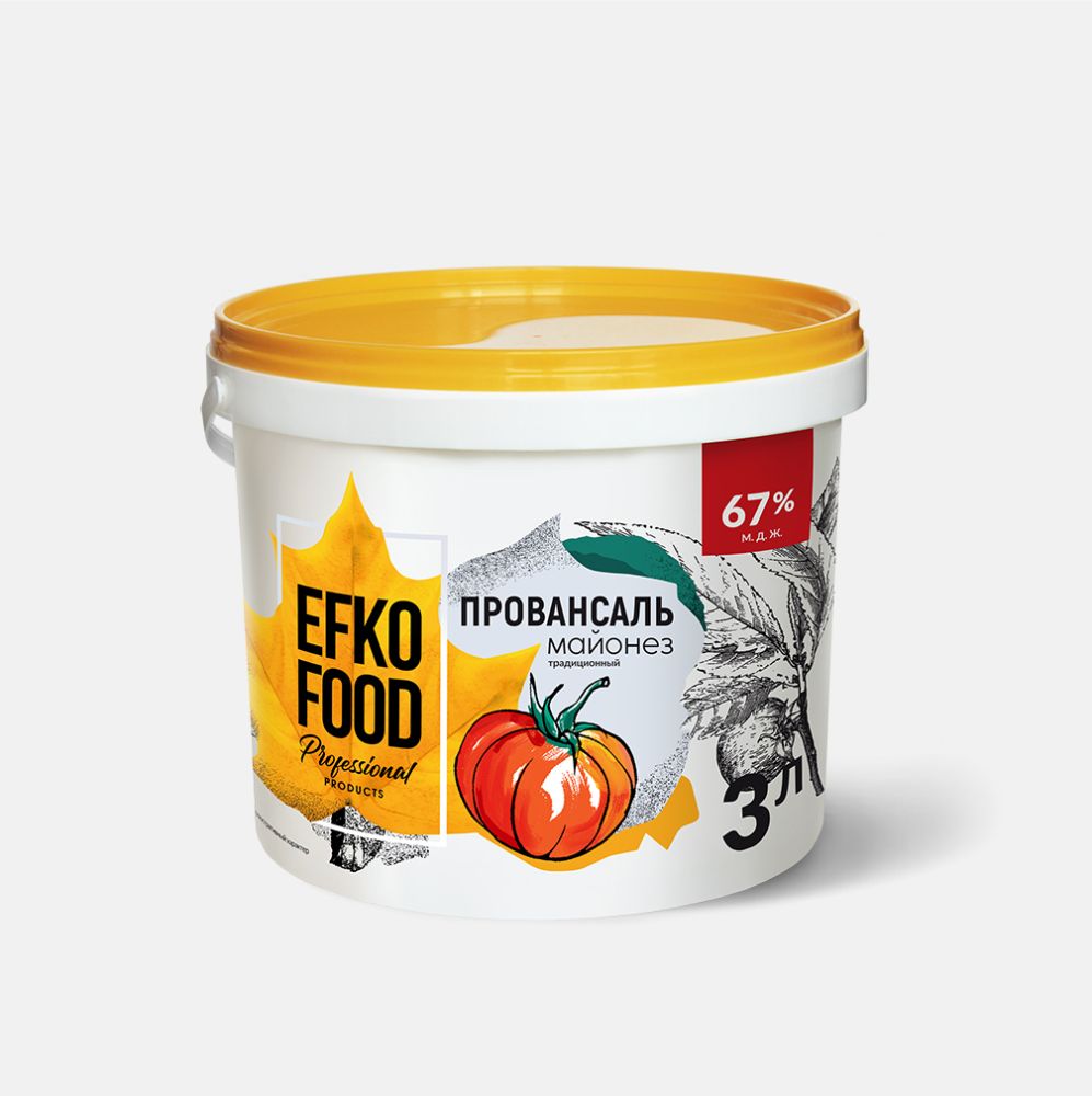 Майонез EFKO FOOD professional жирн.67% универсальный ведро 3л (2,8кг)
