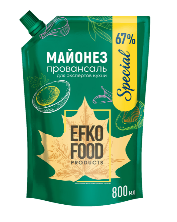 Майонез EFKO FOOD Special жирн.67%  Провансаль , дой-пак (800мл*12шт)  