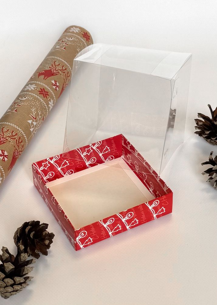 Упаковка подарочная100х100х100 мм с прозрачной крышкой "Праздничная гирлянда", КУ-939 (250679)