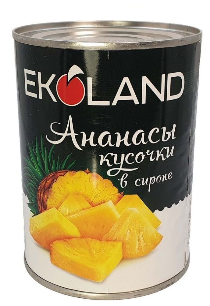 Ананасы кусочки 850мл EKOLAND (12)