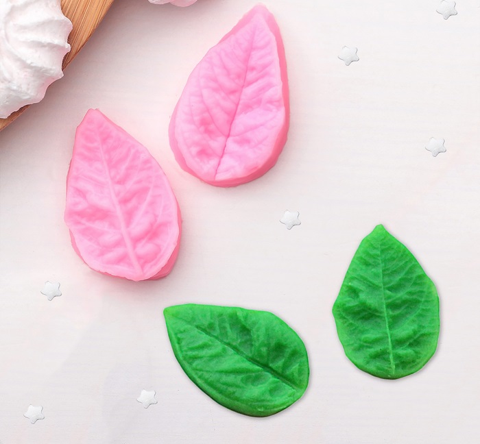 Молд силиконовый "Лист гортензии" (4,0х2,5х2см) , две части, 2581350
