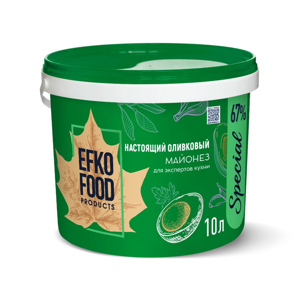 Майонез EFKO FOOD Special жирн.67%, настоящий ОЛИВКОВЫЙ , ведро 10л (9,6кг)
