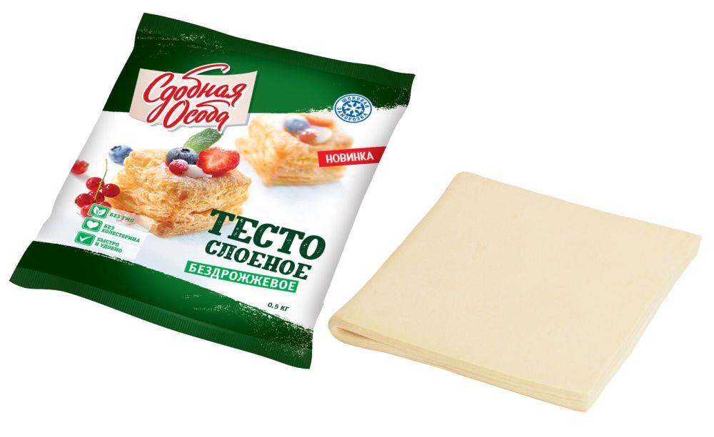 Тесто слоеное БЕЗДРОЖЖЕВОЕ замороженое (500г*16шт) [5002]