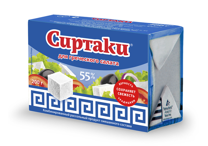 Продукт рассольный Фета "СИРТАКИ" Original для греческого салата ж.55% (200г*15шт)