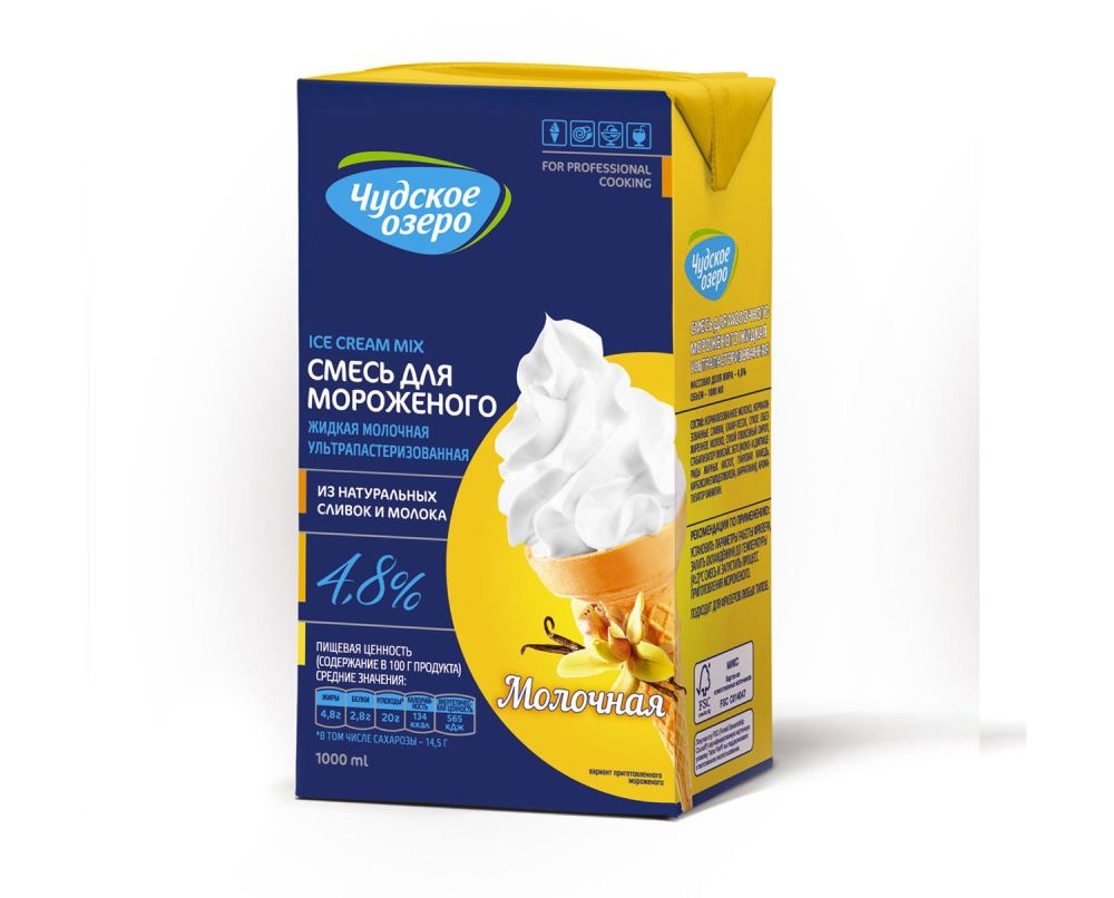 Смесь для молочного мороженого "Чудское озеро" жирн.4,8%. (1л*12шт)