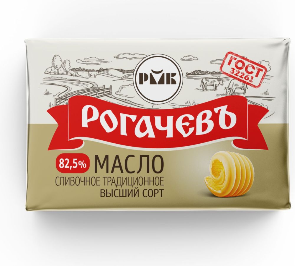 Масло сливочное 82,5% несоленое в/с "Традиционное" Рогачев (1кг*5шт), Беларусь М