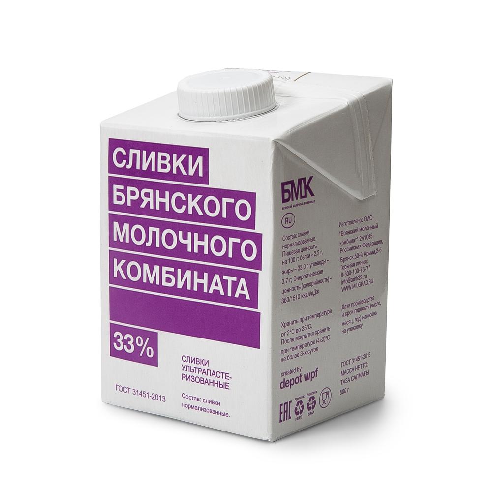 Сливки "Брянский МК" жирн.33% 500г (6шт)  