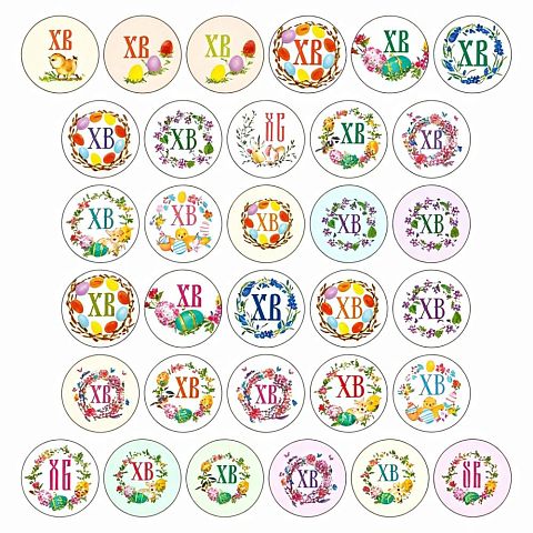 Вафельная картинка ПАСХА "Буквы ХВ" d=3см (500шт), 53965
